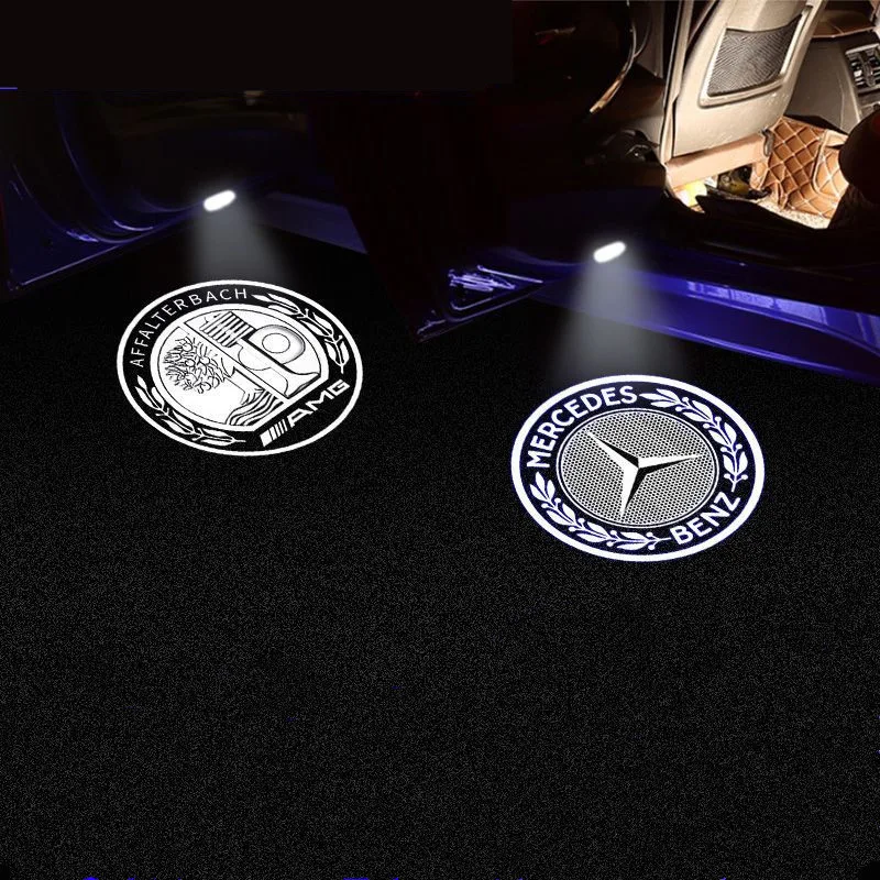 2PCS Car Door Emblem LED Light Welcome Lamp Wireless Laser Projector For Mercedes Benz B/C/E/S Class A Class C200L GLC GLK CLA