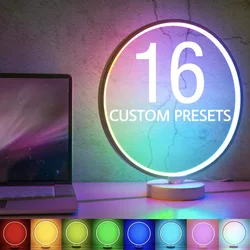 White Abs With Aluminum Round Ring Table Led Colorful Remote Home Eye Care Atmosphere Table Reading Bedside Lamp Rgbw