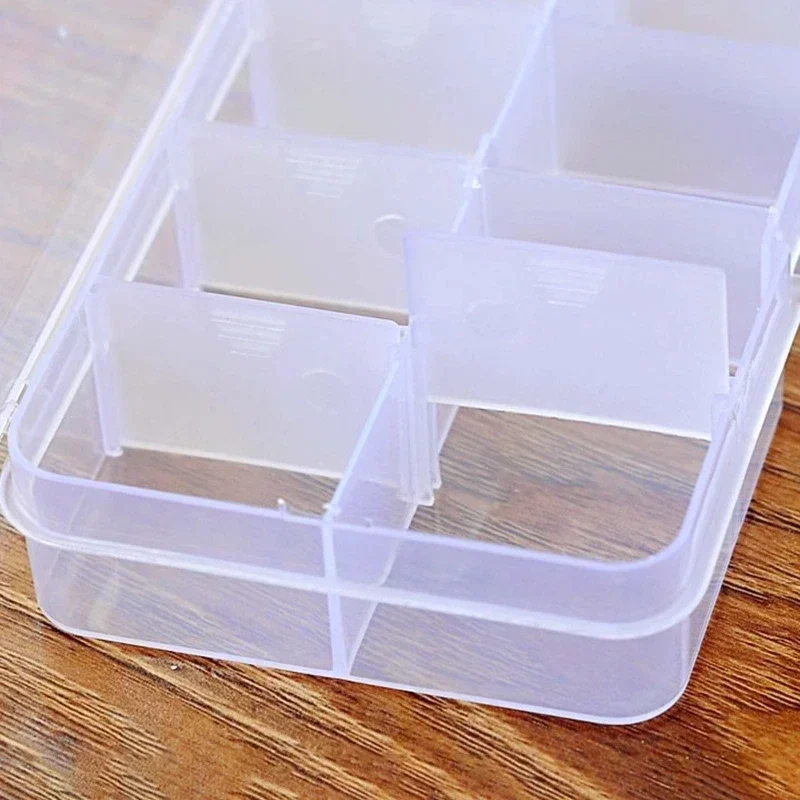 Portable Transparent Storage Box 10/15 Grids Plastic Clear Organizer with Cover Box for Jewelry Earrings Screw Nails Parts