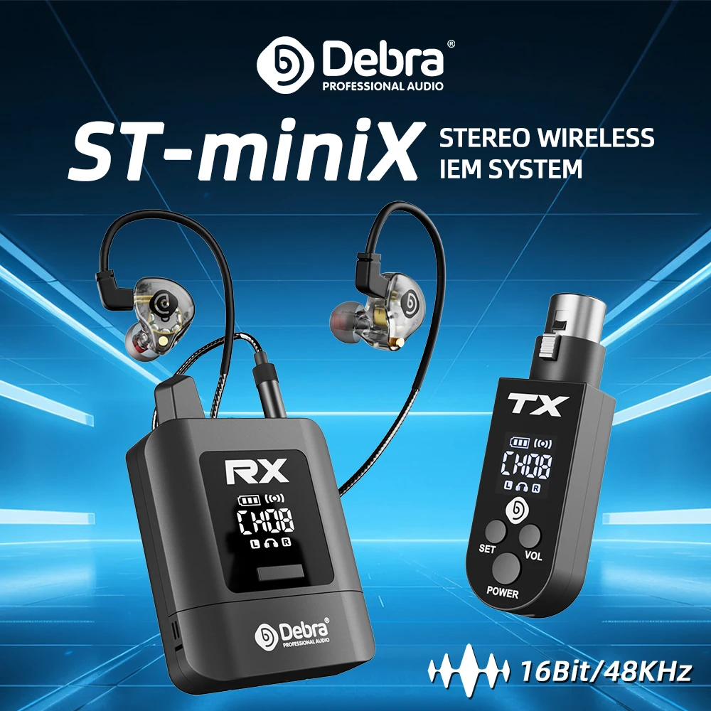 デブラ-st-minix-ワイヤレスモニターシステム。ステレオ-モノラル切り替え機能、24ghz帯の干渉に強い伝送方式を採用。舞台での使用に最適。