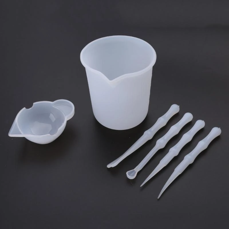 

5asd 4Pieces Silicone Measuring Cups for Epoxy Resin 100ml Mixing Cups Scraper Stirrers Spoon for Epoxy Molds Pouring Tool