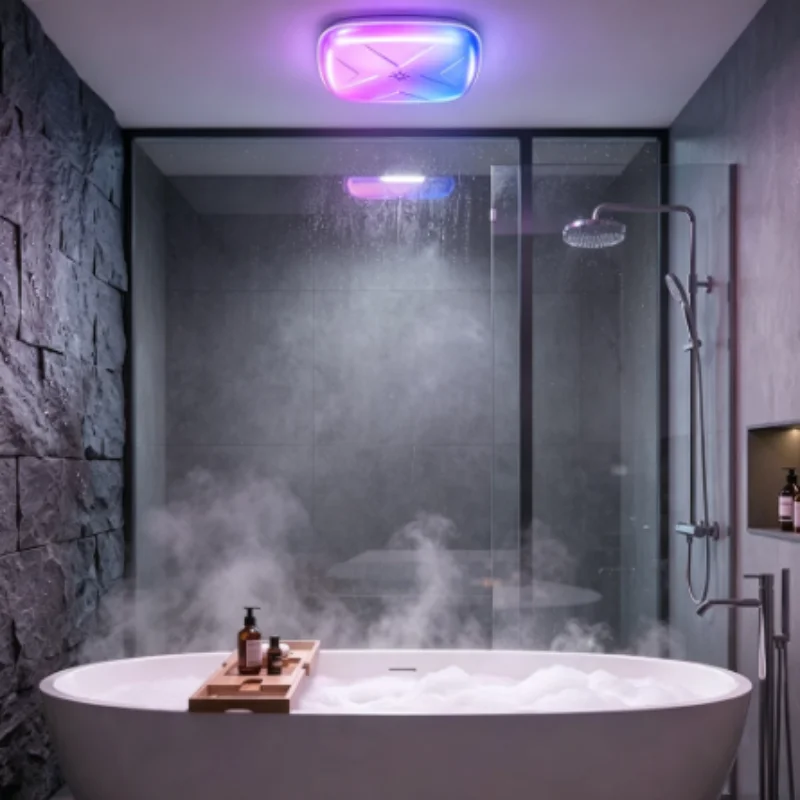 RGB LED Bathroom Ceiling Lamp, Waterproof Remote Control Dimmable Mood Light for Shower Home Decor