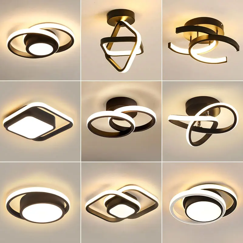 

Indoor Black Gold LED Ceiling Lamps for Corridor Balcony Nordic Interior LED Ceiling Lights Decor for Bedroom Kitchen AC85-265V