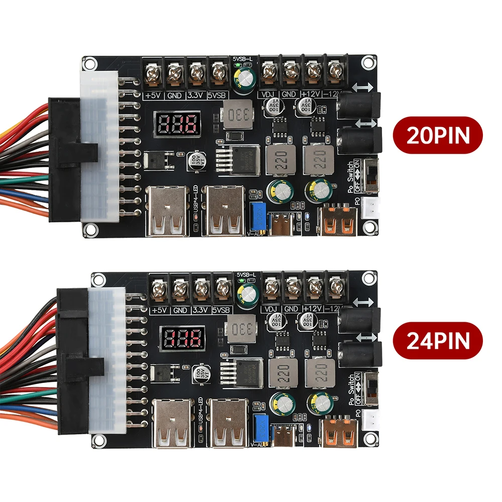 20/24Pin ATX امدادات الطاقة لوحة القطع هيكل سطح المكتب وحدة الطاقة USB 5 فولت 12 فولت شحن سريع قابل للتعديل الجهد نوع C محول #6