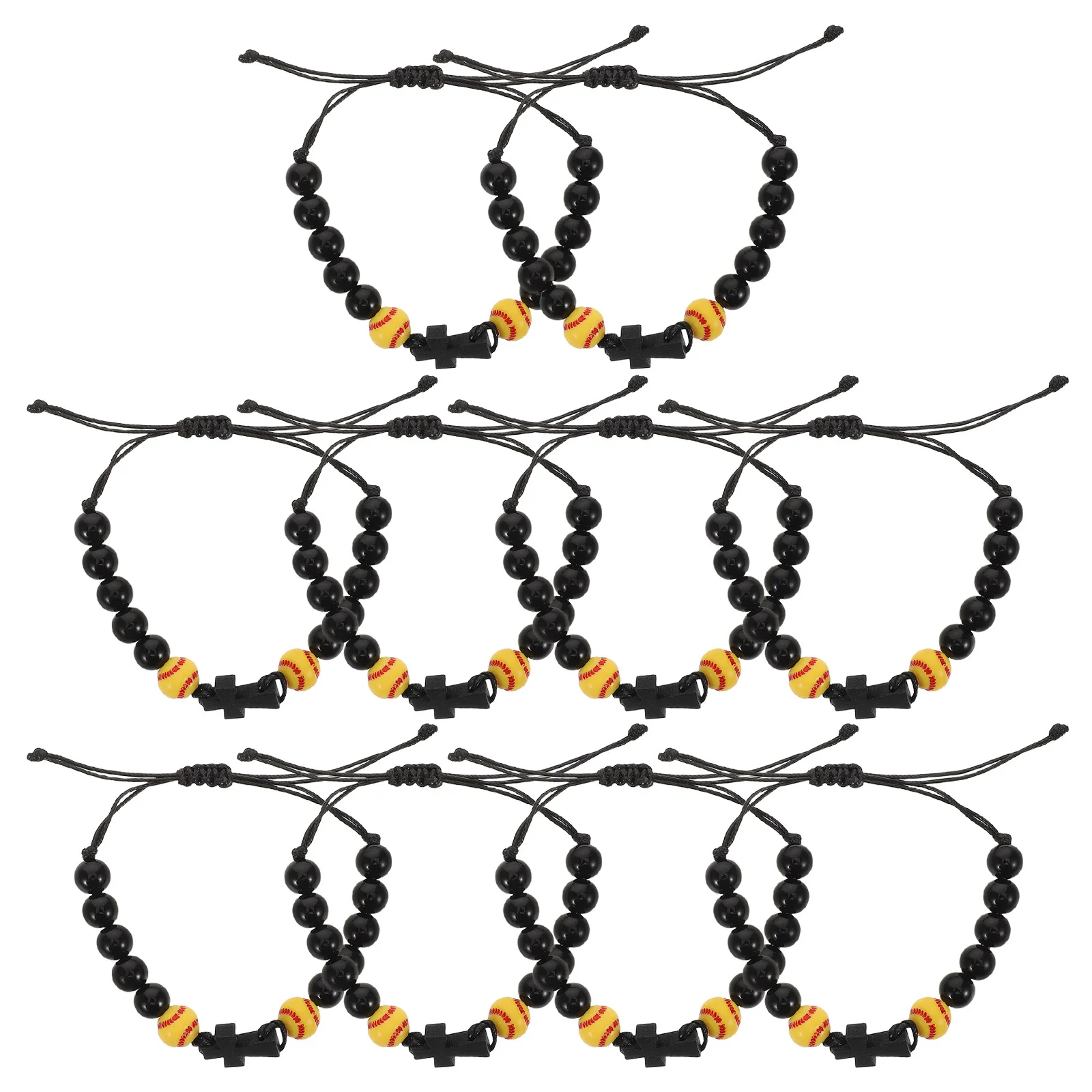 

10Pcs Sports Wristbands Wooden Beaded Bracelets Athletic Cross Jewelry Softball Baseball Prayer Accessories Sports Rosary Beads