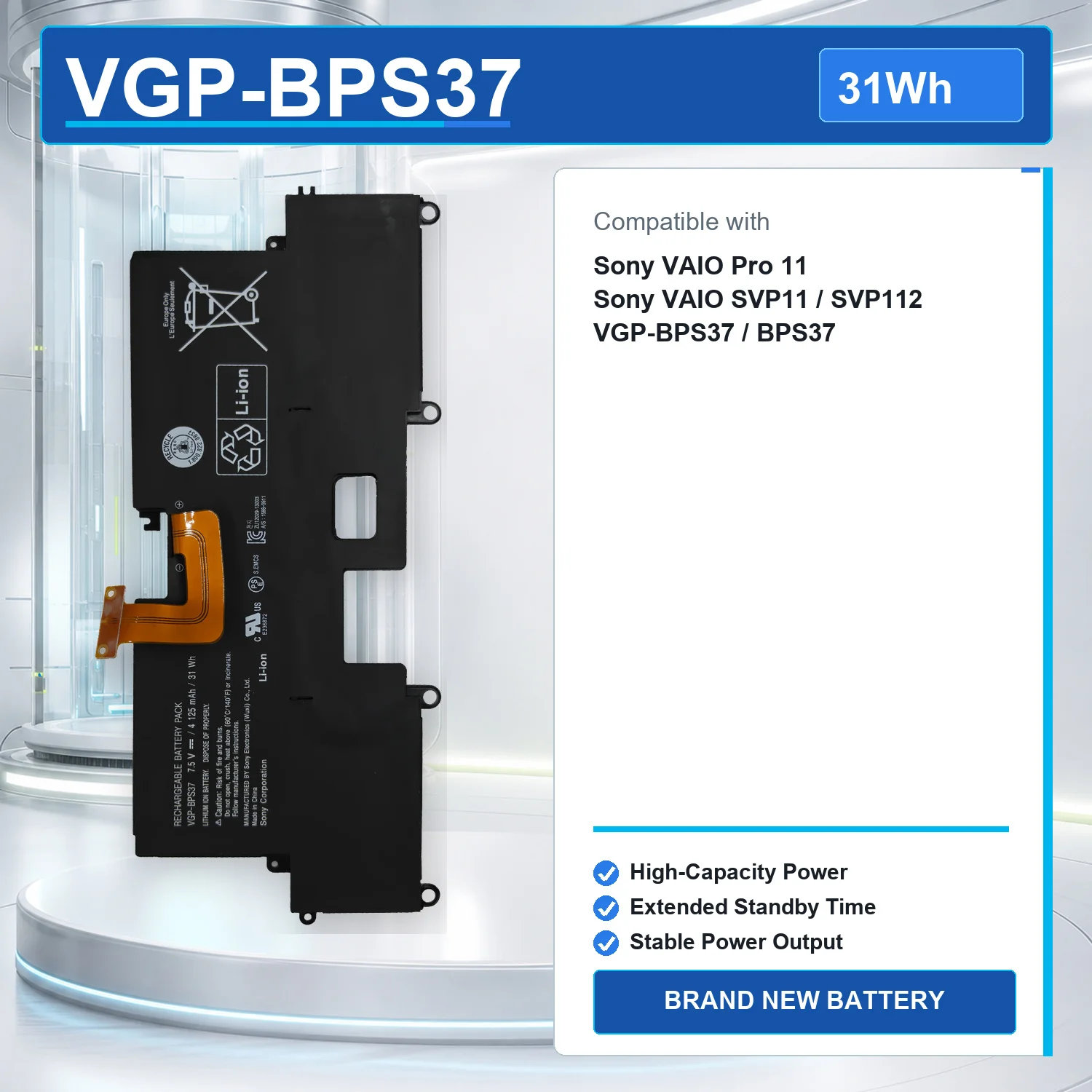 VGP-BPS37 7.5V 31Wh 4125mAh Laptop Battery For Sony VAIO Pro11 SVP11 SVP112 SVP11214CXB SVP11227SCB SVP112A1CL BPS37