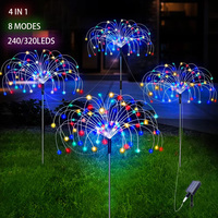 Solar Fireworks Lights 4 in1 Pack 240/320leds Lawn Lamp Outdoor Waterproof Garden Decoration Starburst Light 8 Mode Fairy Lights