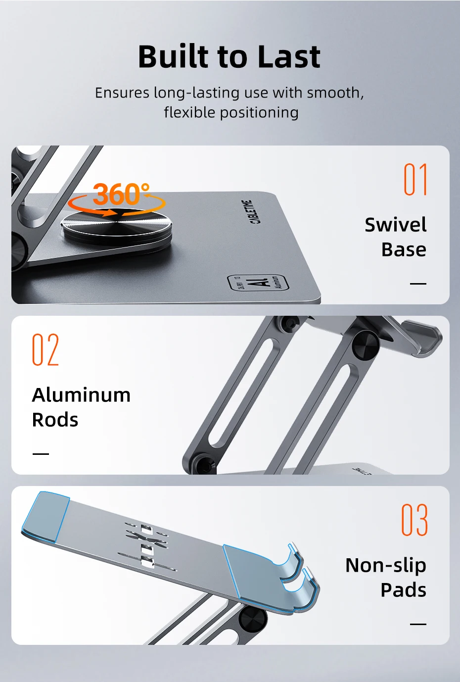 CABLETIME 360° ° Rotation Tablet Ständer für iPad Einstellbare Aluminium Faltbare Desktop Ständer Halter Für Ipad Pro/Air/Mini Schalter2 1 – Detail 10