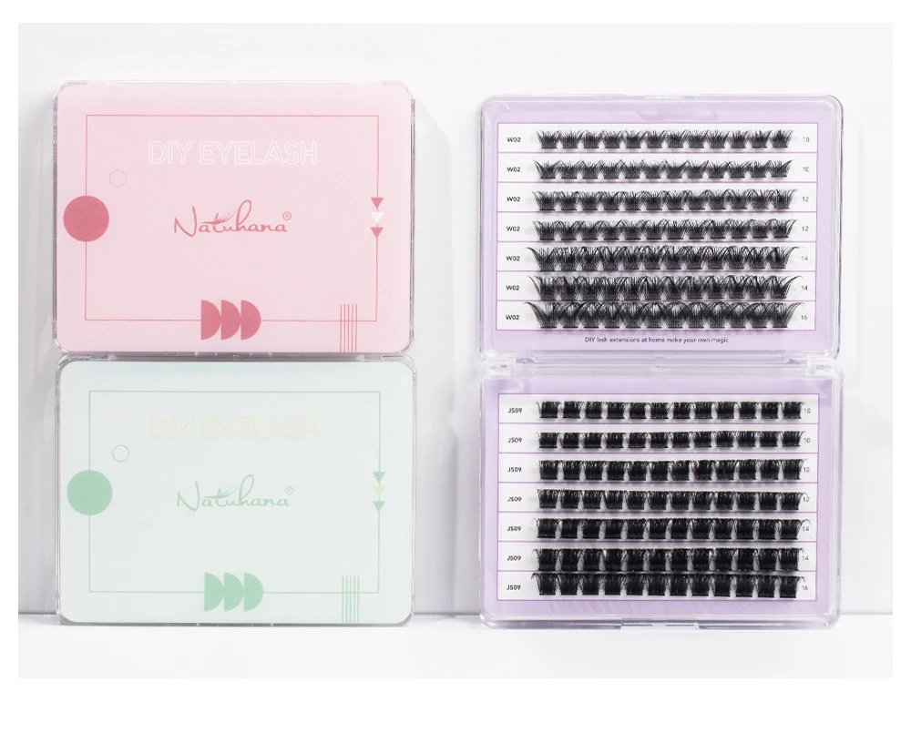 NATUHANA Cluster-Wimpern, DIY-Wimpernverlängerung, Mix-Stile, individuelle Wimperncluster mit Bindung und Pinzette für Selbstanwendungen – Detail 15
