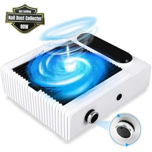 Potente recolector de polvo de uñas de 80W con filtro, aspirador de uñas para manicura, Extractor de uñas, ventilador, eliminación de filtro, limpieza de uñas