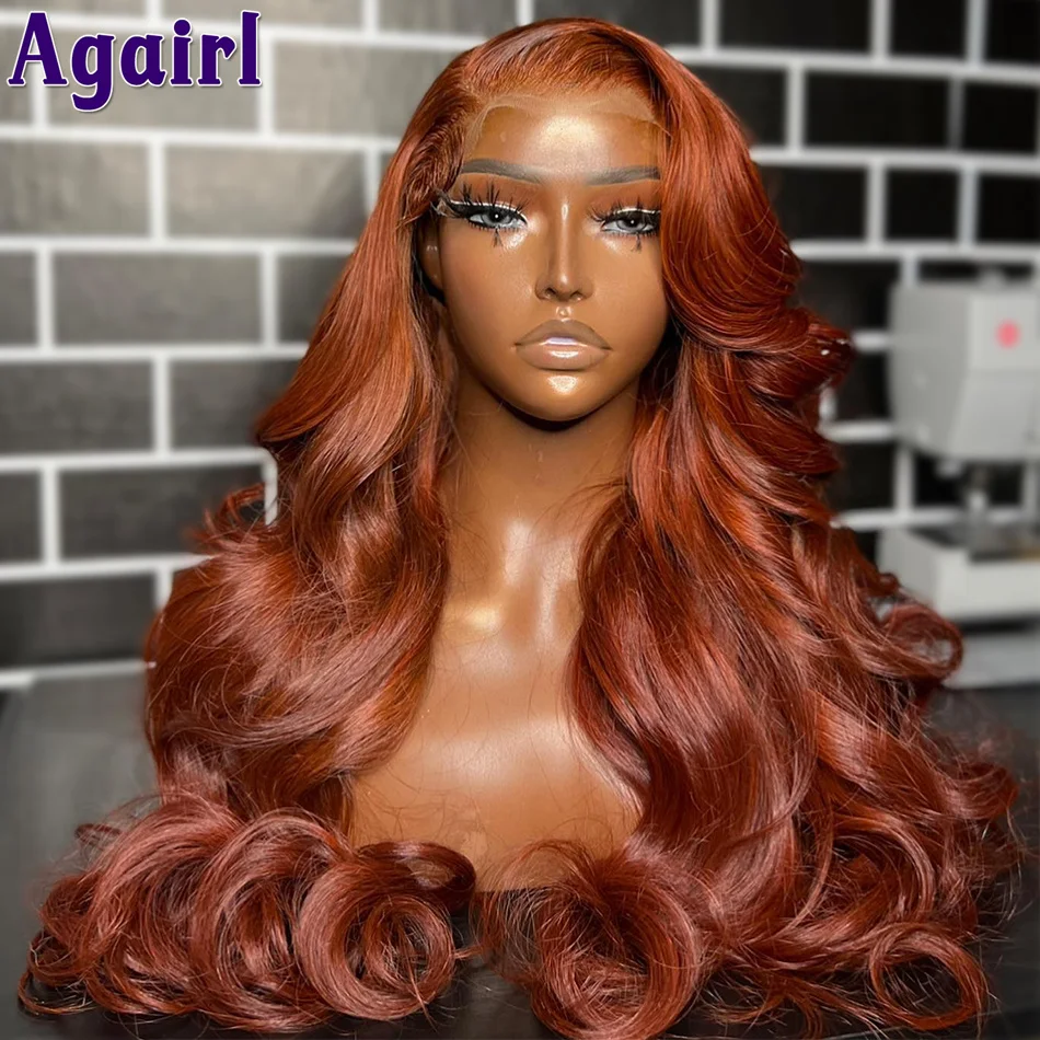 Roodachtig Gemberbruin 360 Lace Frontale Pruiken Body Wave 13X6 Kanten Pruiken Koperkleur Peruaanse 180% Mensenhaar Pruiken Voor Vrouwen