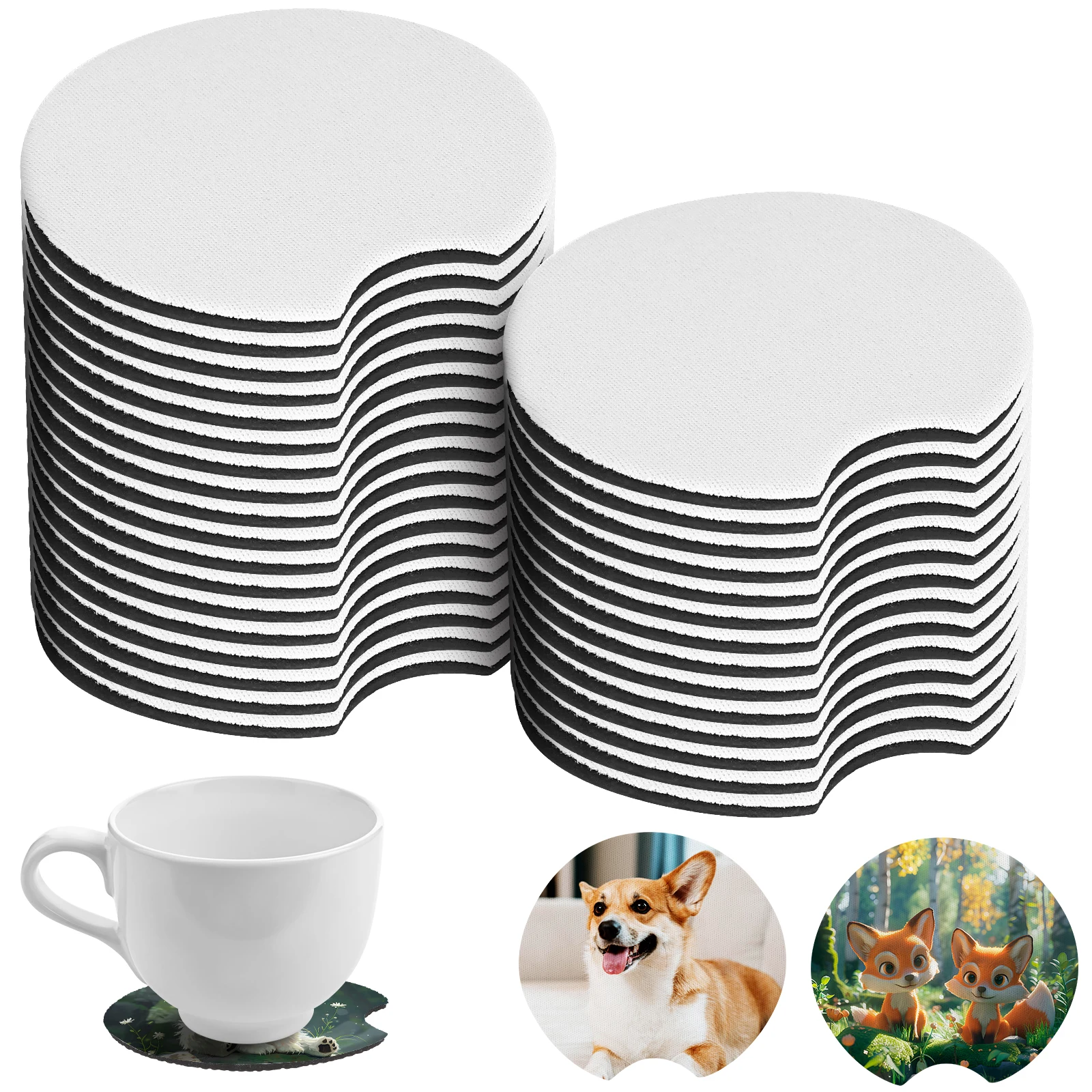 

Car Coaster Blanks Cup Holder Sublimation Ornament Automotive Strong Material Waterproof Easy Clean Anti Slip Neoprene Rubber