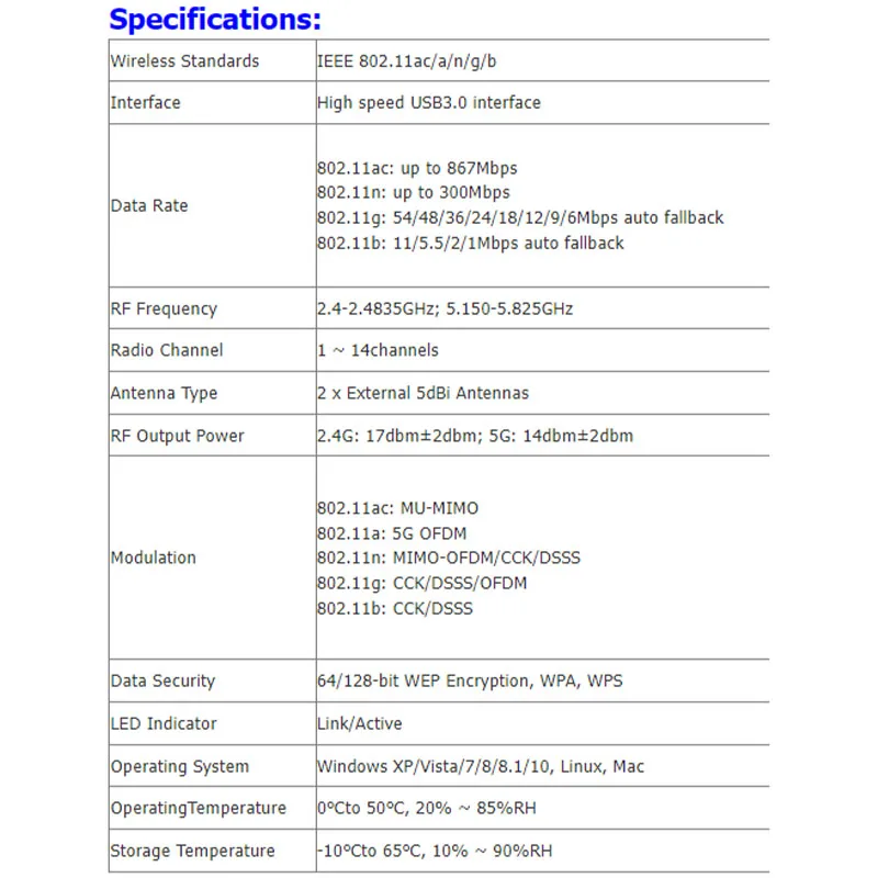 Imagem -06 - Adaptador Usb Rtl8812au Dual Band 2.4g 5ghz sem Fio Wi-fi Dongle Placa de Rede Usb 3.0 para Windows 10 11 Kali Linux