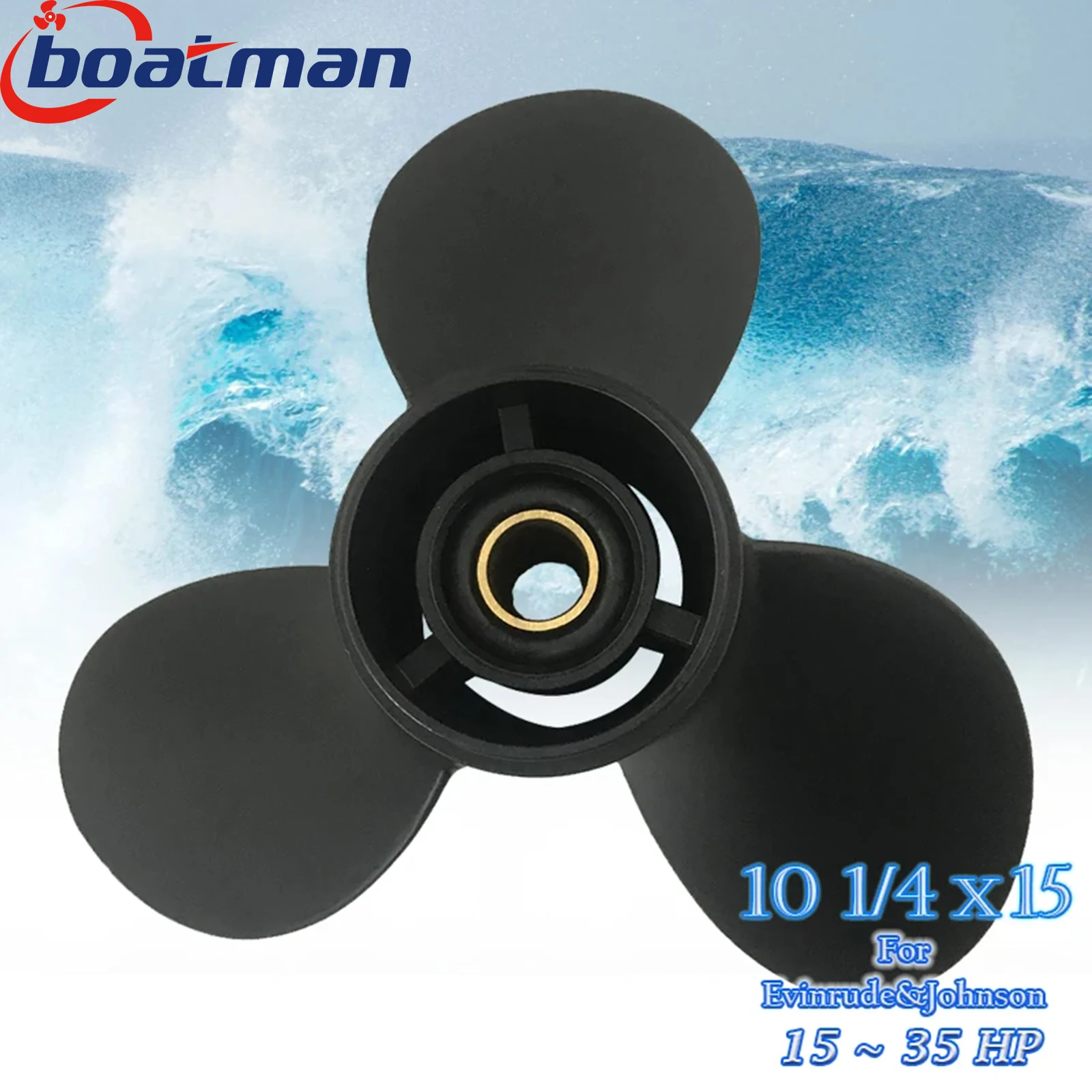 BoatMan® 10 1/4x15 Aluminum Propeller for Evinrude&Johnson 15HP 20HP 25HP 30HP 35HP Outboard Motor 14 Tooth Boat Accessories