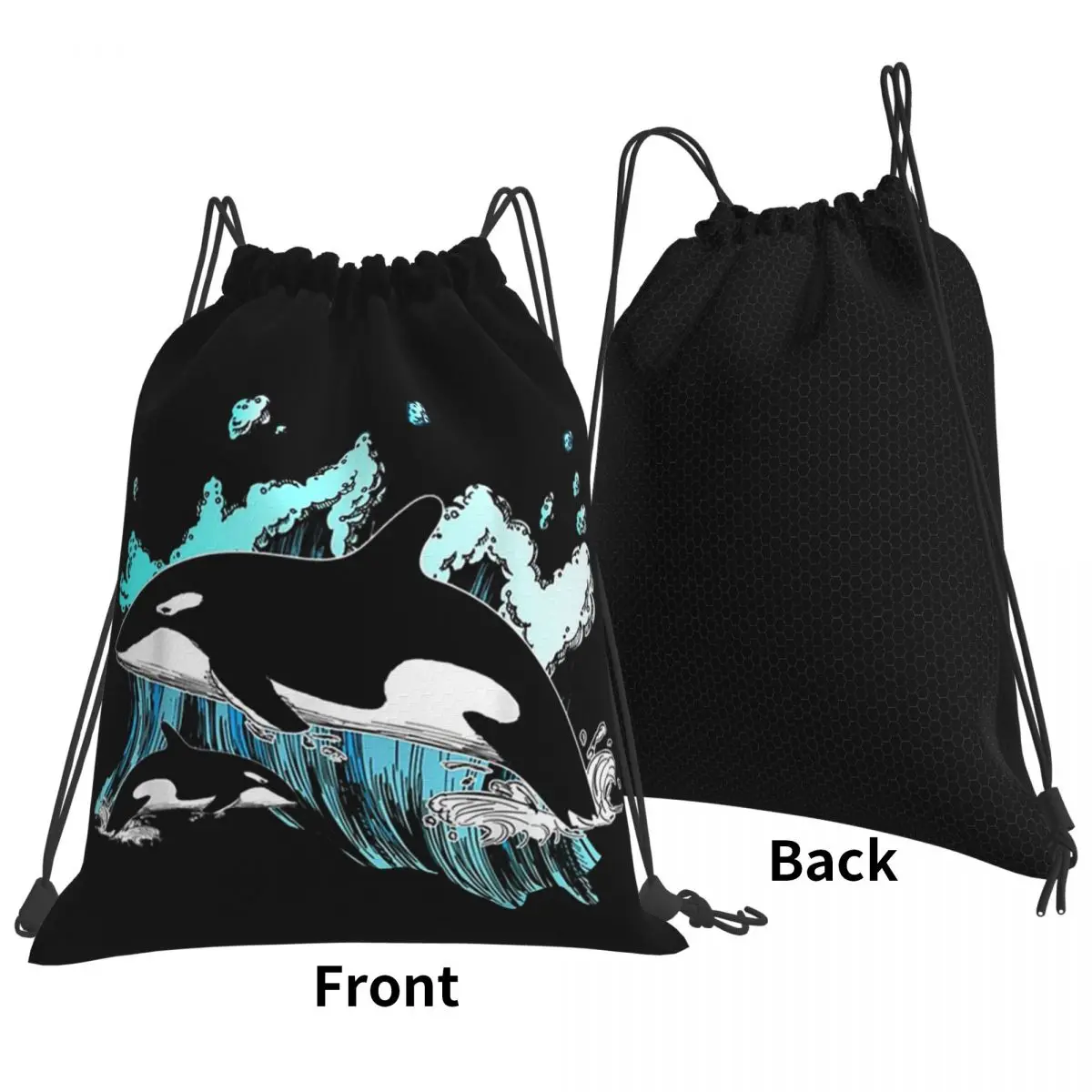 

Orca Aquatic Sea Ocean - Top Tees Killer Whale Backpacks Portable Drawstring Bags Sports Bag Book Bags For Man Woman Students