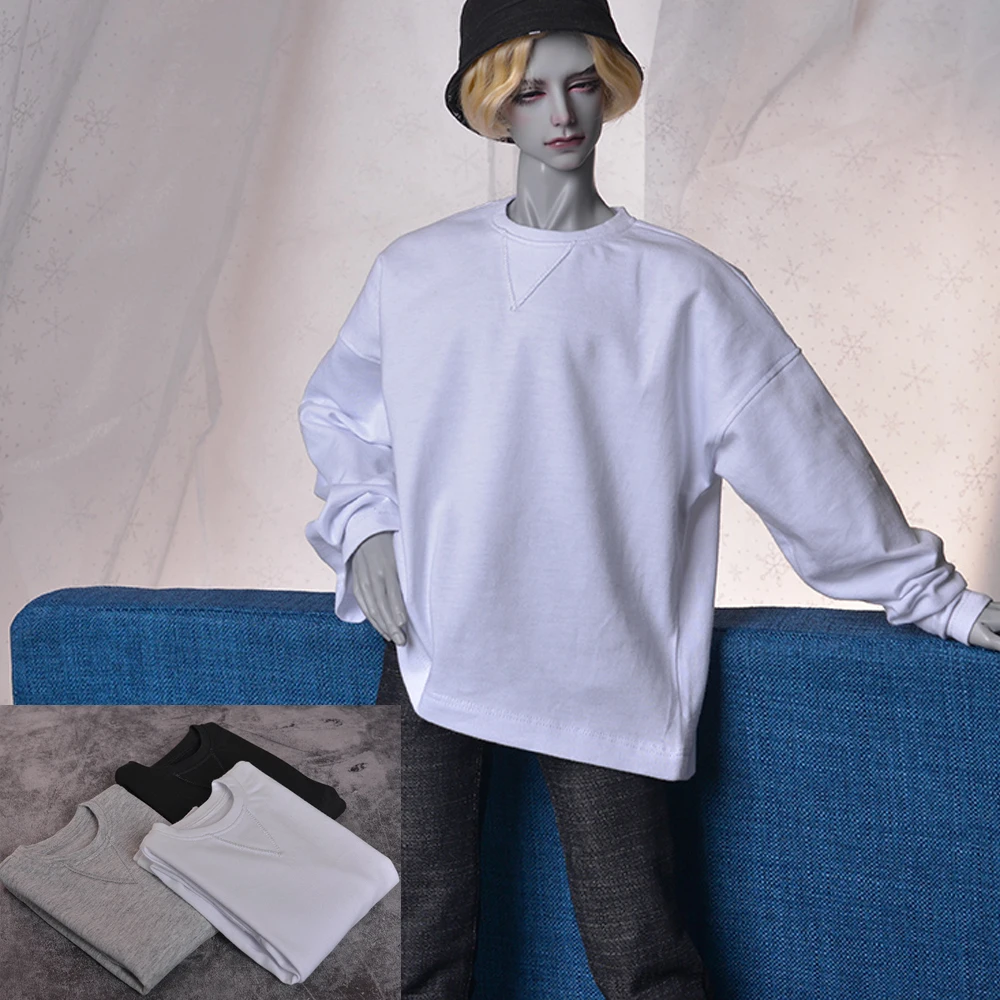 D03-P369 children toy BJD DD SD MSD 1/4 1/3 uncle ID75 doll's clothes grey white Loose long-sleeved T-shirt 1pcs