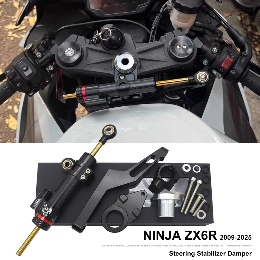 

ZX-6R 2024 Steering Dampers Motorcycle accessories Steering Damper Stabilizer For KAWASAKI NINJA ZX-6R ZX6R 2009-2024 2025 2023