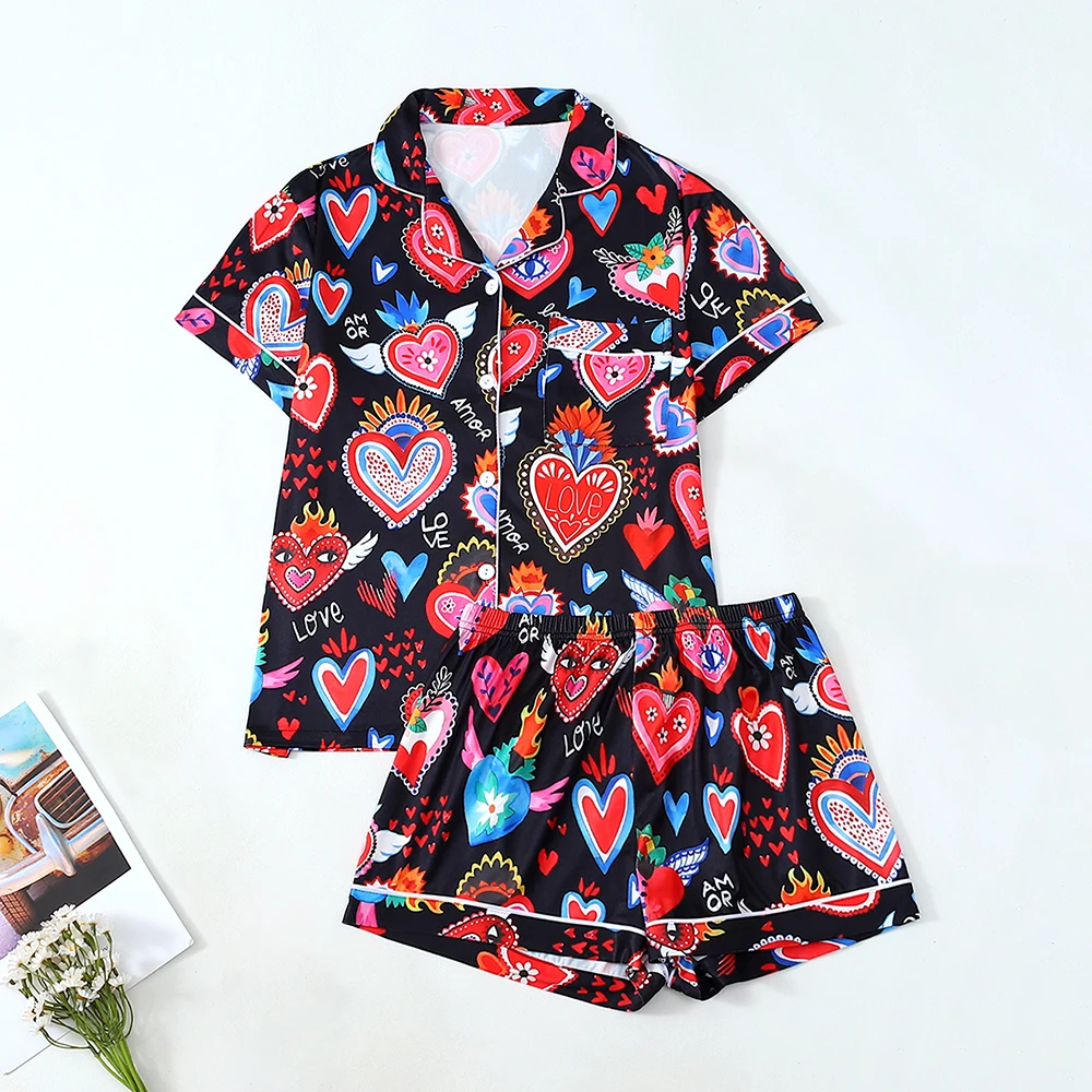 

Летняя домашняя одежда для женщин, 2 шт., удобный мягкий топ с короткими рукавами, свободные шорты, кардиган, пижама, студенческая одежда для сна, повседневная одежда