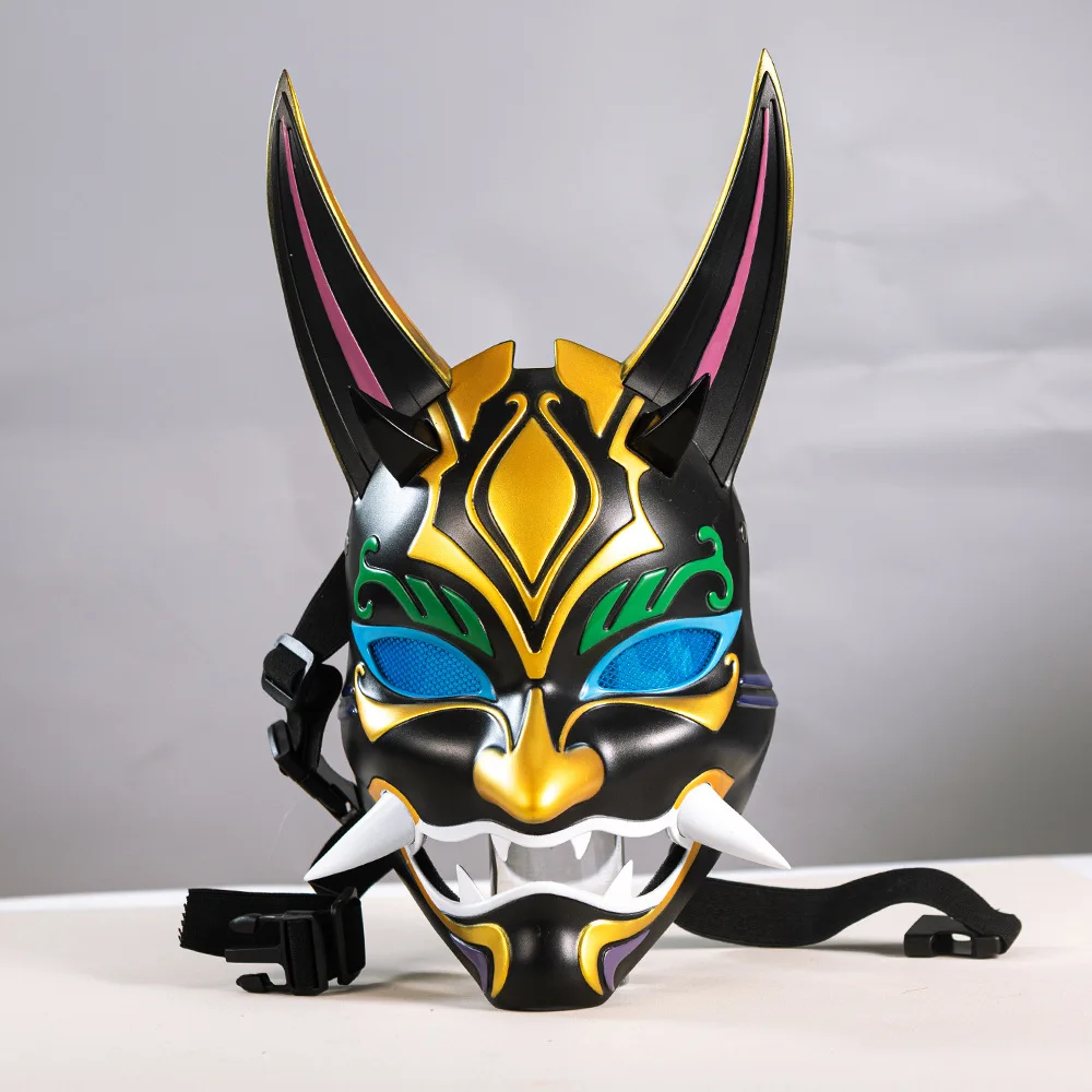 原神インパクトシャオ樹脂マスクホラー悪魔オートバイヘルメット男性女性コスプレパーティー小道具アニメゲーム仮面舞踏会マスク