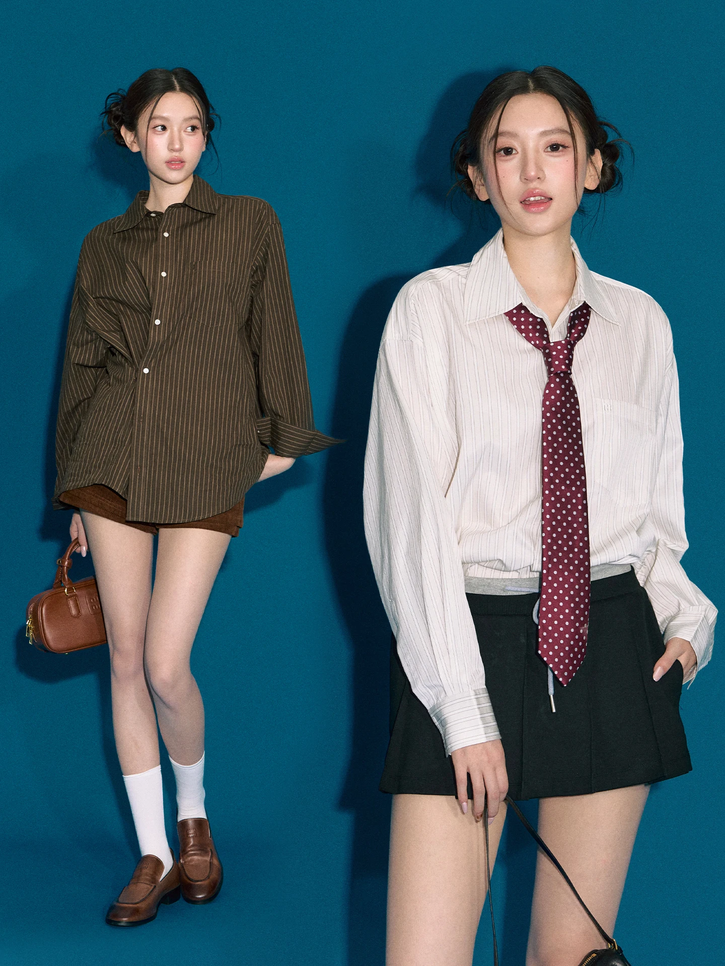 

OIOI E Women's Classic Striped irt High nce Sensation Autumn Winter Flip Collar Top Casual Slim Fit Long Sve