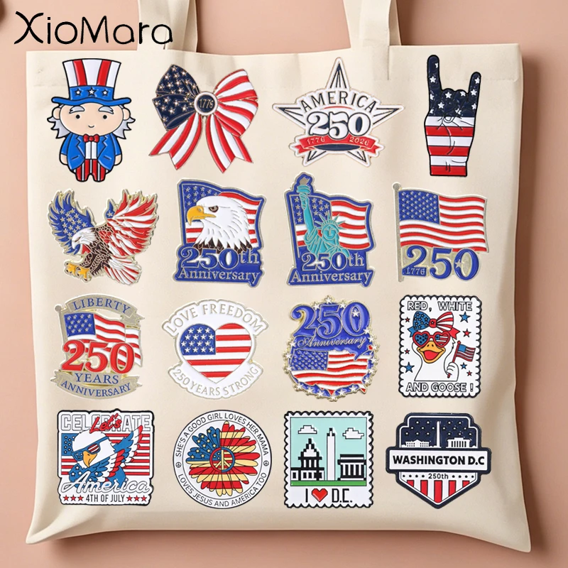 Pins de esmalte del 250.º aniversario de EE. UU., Águila Calva, Bandera Americana, Patriota, Celebración del Día de la Independencia, Broche, Insignias de solapa, Joyería, Regalos