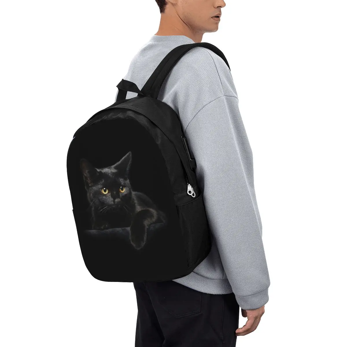 

Black Cat Backpack Travel Notebook Bag Computer College Student School Bag Laptop Shoulder Bags for Men Women
