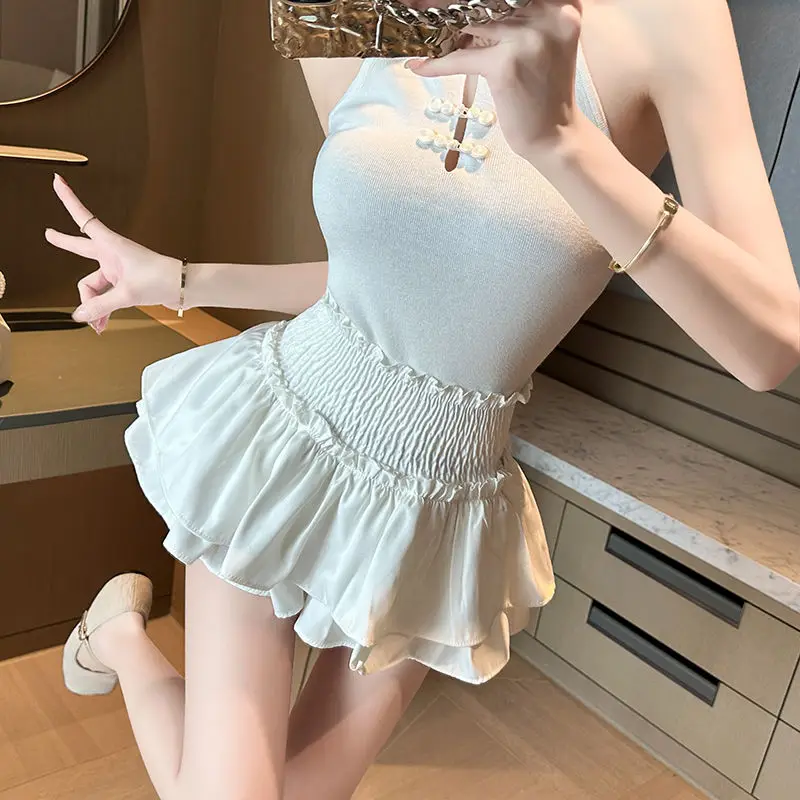 

Юбка трапециевидной формы с высокой талией, женская летняя юбка Pure Desire, пушистая антилегкая ультра-короткая юбка небольшого размера, брендовые брюки