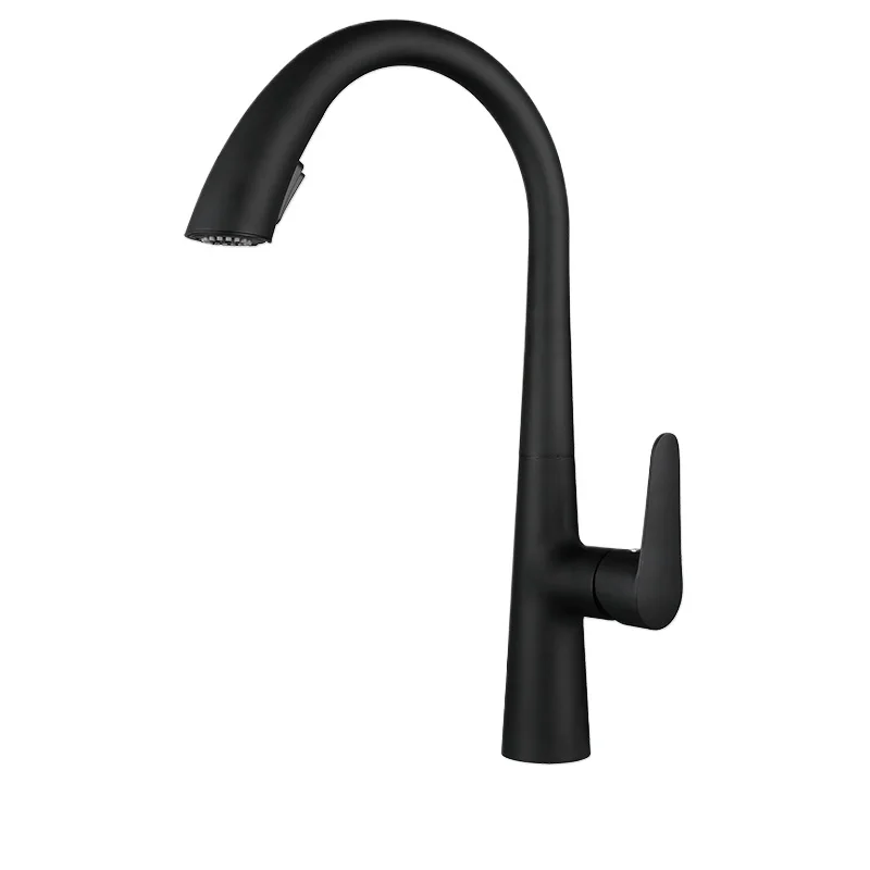 

White pull-out kitchen faucet anti-splash gun gray washing basin sink faucet hot and cold rotation