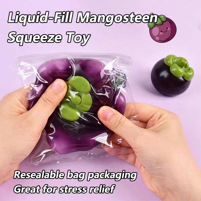 Slow Rising Simulated Mangosteen Squeeze Toy Anxiety Stress Relief Fruit Fidget Toy New Stress Ball Toy Birthday Holiday Gift