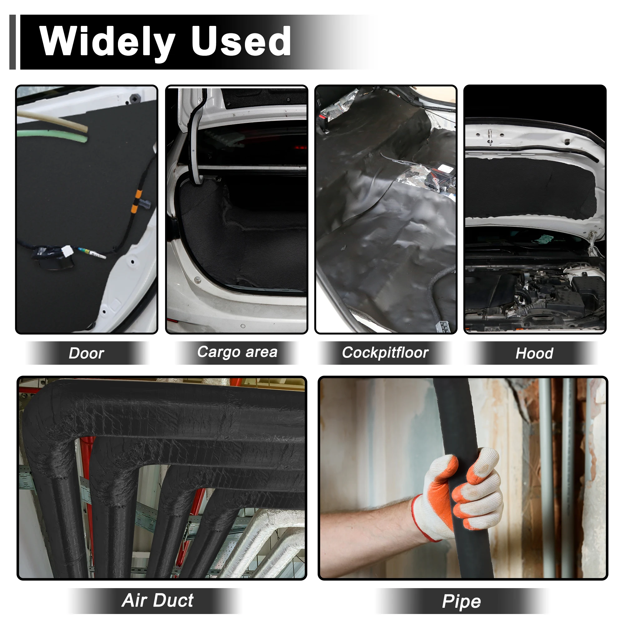 UXCELL 1/2inch Sound Deadening Mat Close Cell Foam Heat Shield Material Self Adhesive for Car Hood Fender Boat Engine Cover 7pcs
