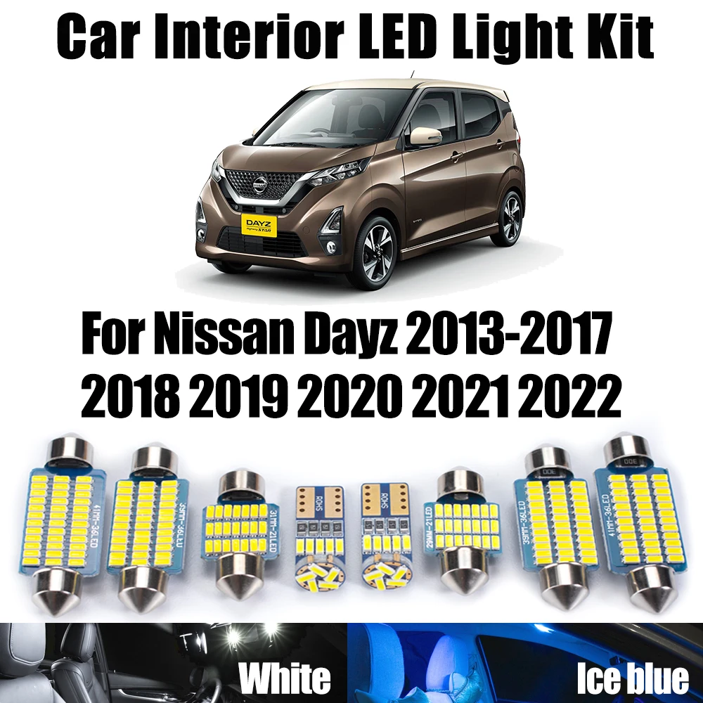 Canbus Car LED Interior Reading Map Light Number Plate Dome Bulbs Kit For Nissan Dayz 2013- 2016 2017 2018 2019 2020 2021 2022