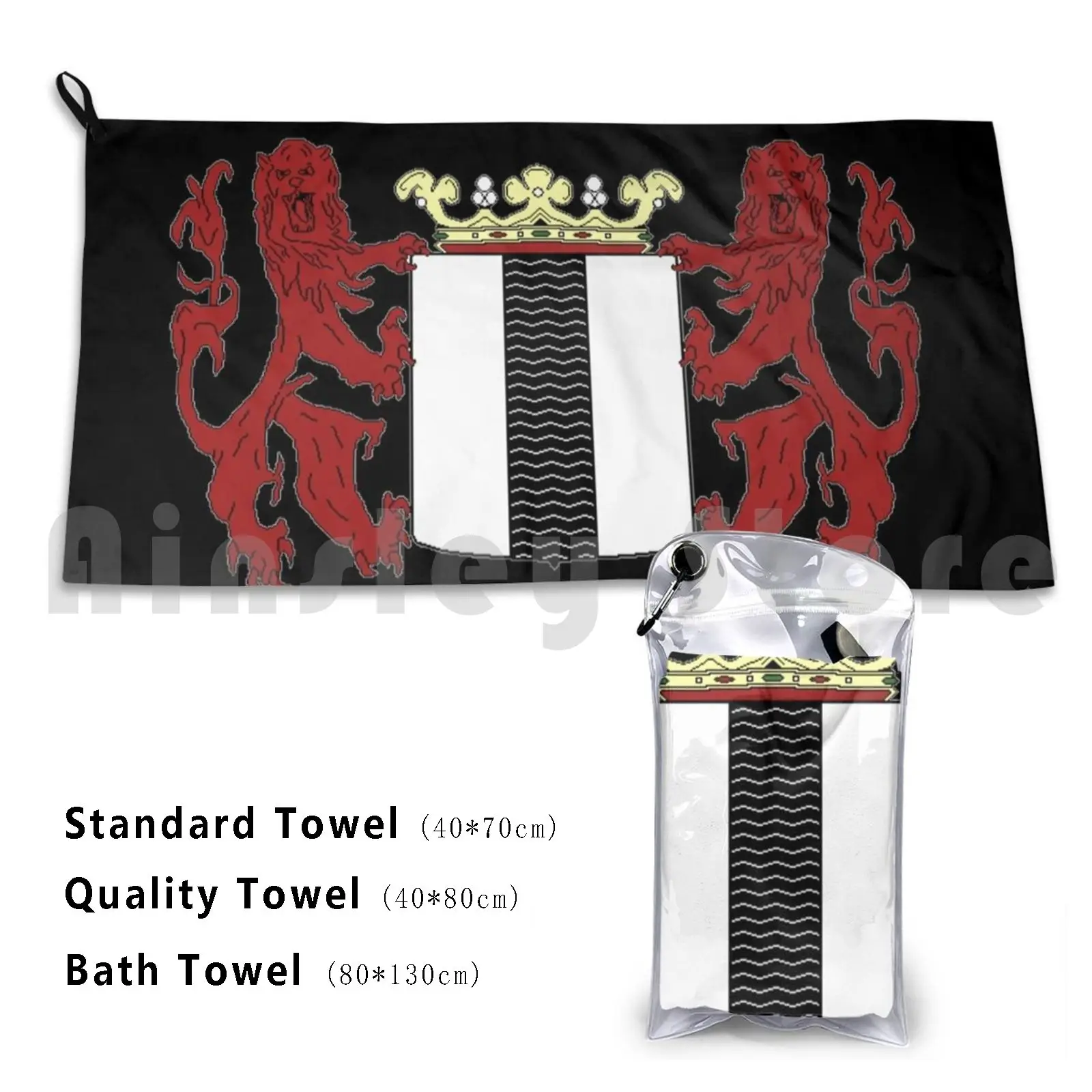 Coat Of Arms Of Delft Beach Towel Quick Dry Quality Towel Coat Arms Delft Netherlands Holland Black White Red Lion Gold