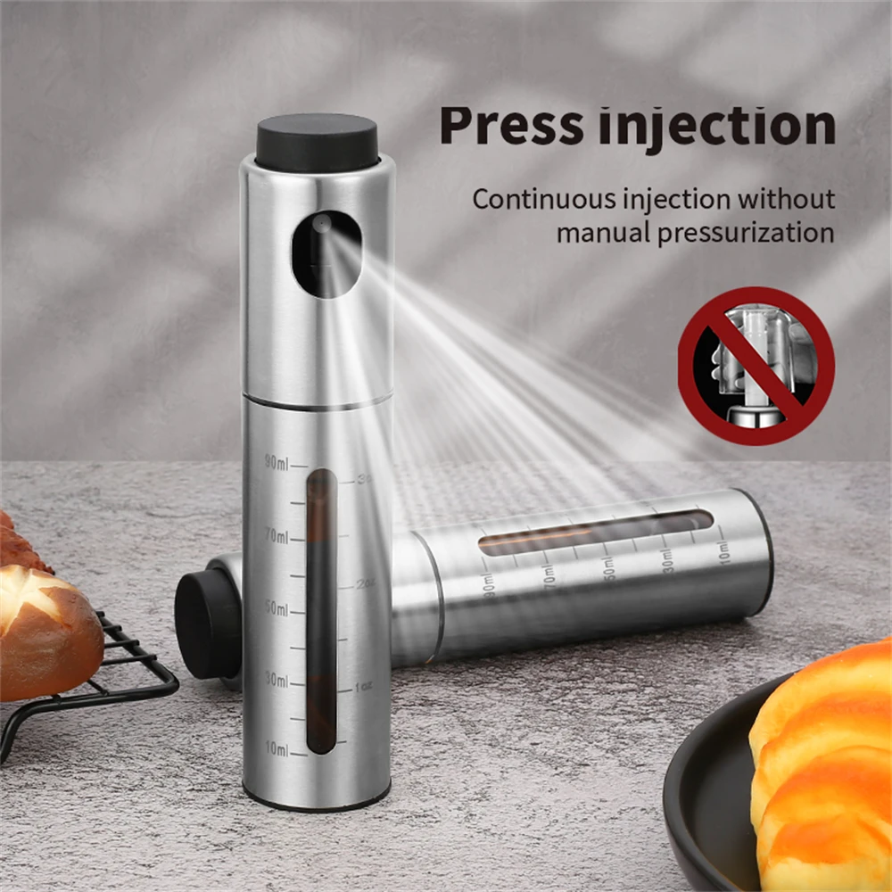 Stainless Steel Oil Sprayer Bottle Fine Mist Pump Oil Dispenser BBQ Air Fryer Cooking Salad Kitchen Oil Mister BBQ Sprayer Tool