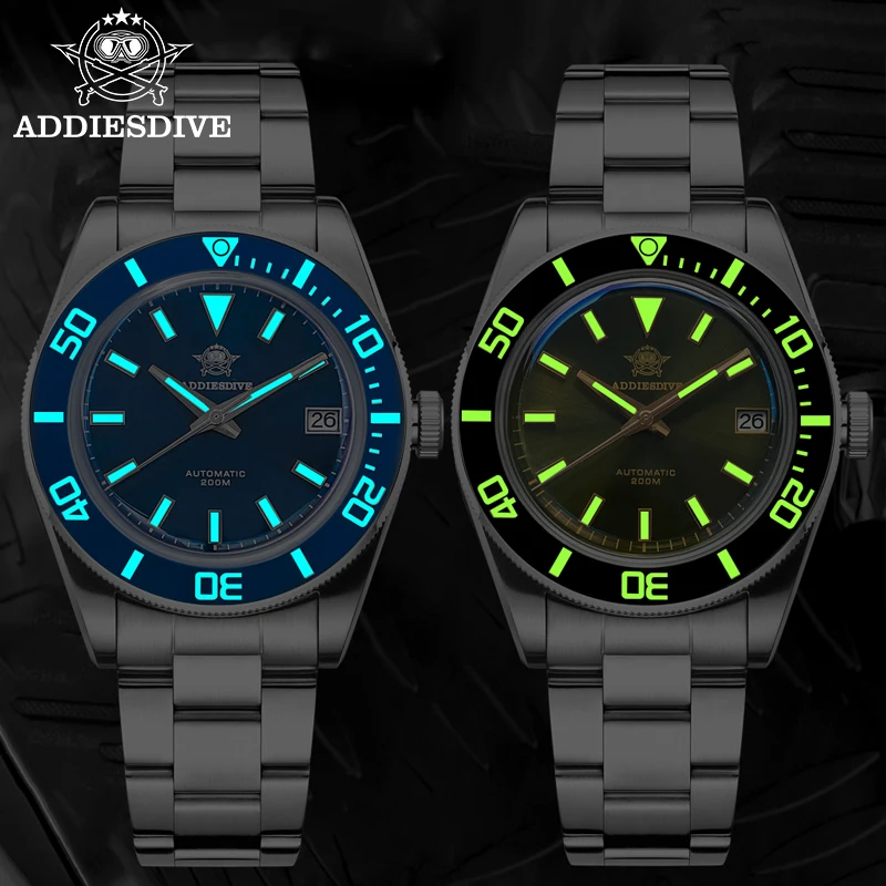 ADDIESDIVE Diver Watch Luxury Business Sapphire AR Coated 200m Waterproof Luminous NH35 Automatic Mechanical Watch New AD2084
