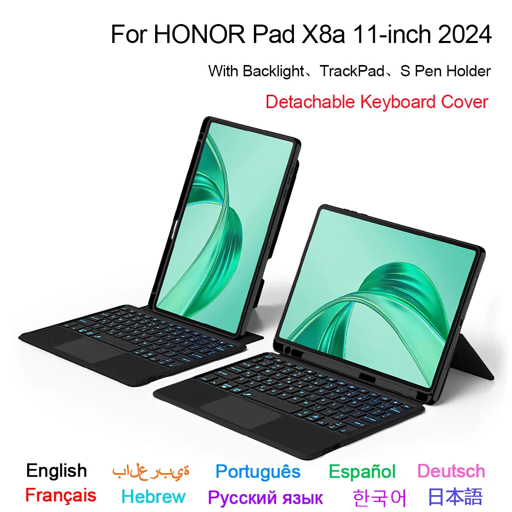 

Removable Keyboard Case For HUAWEI HONOR Pad X8a 11 Inch 2024 Tablet Honor Pad X8 a X8a Cover Portuguese Arabic Spanish Keyboard