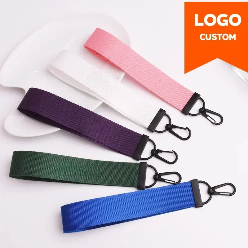 Print Logo Woven Webbing Keychain Custom Car Braid Strap Key Chain Holder Personalize Company Name Keyring for men and women