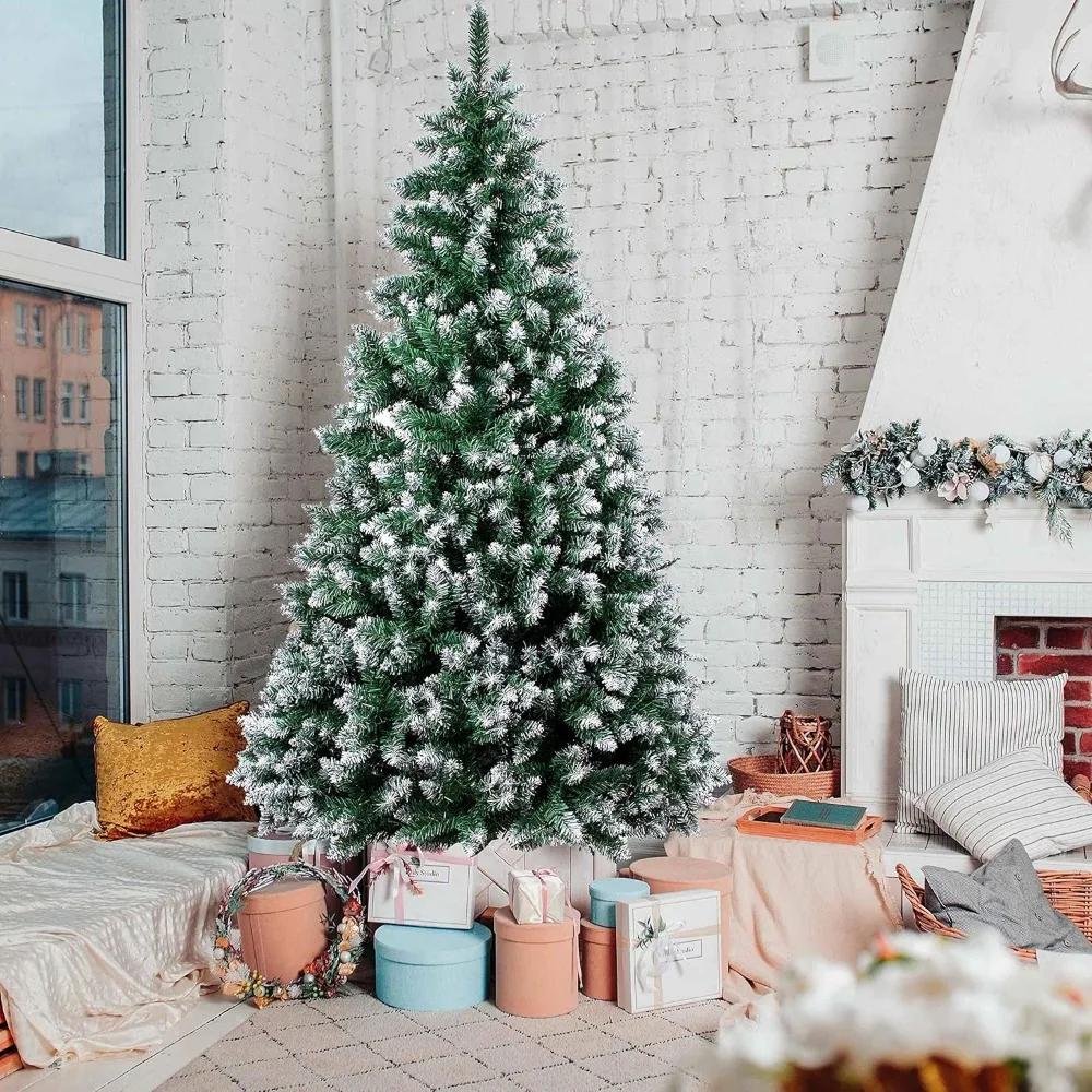 6 أقدام طويلة 1300 نصائح شجرة صنوبر عيد الميلاد الاصطناعية مع حامل معدني لزينة العطلات الخارجية - سهلة التجميع #6