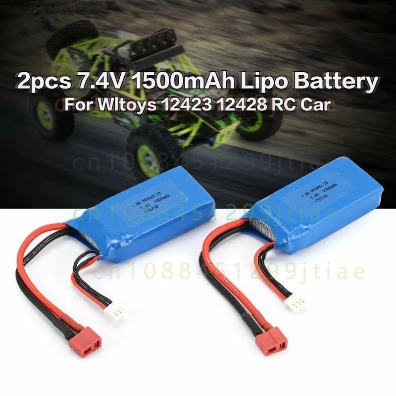 

2PCS 1500mAh 7.4V 25C 903462-2S Lipo Battery & T Plug for Wltoys RC Car