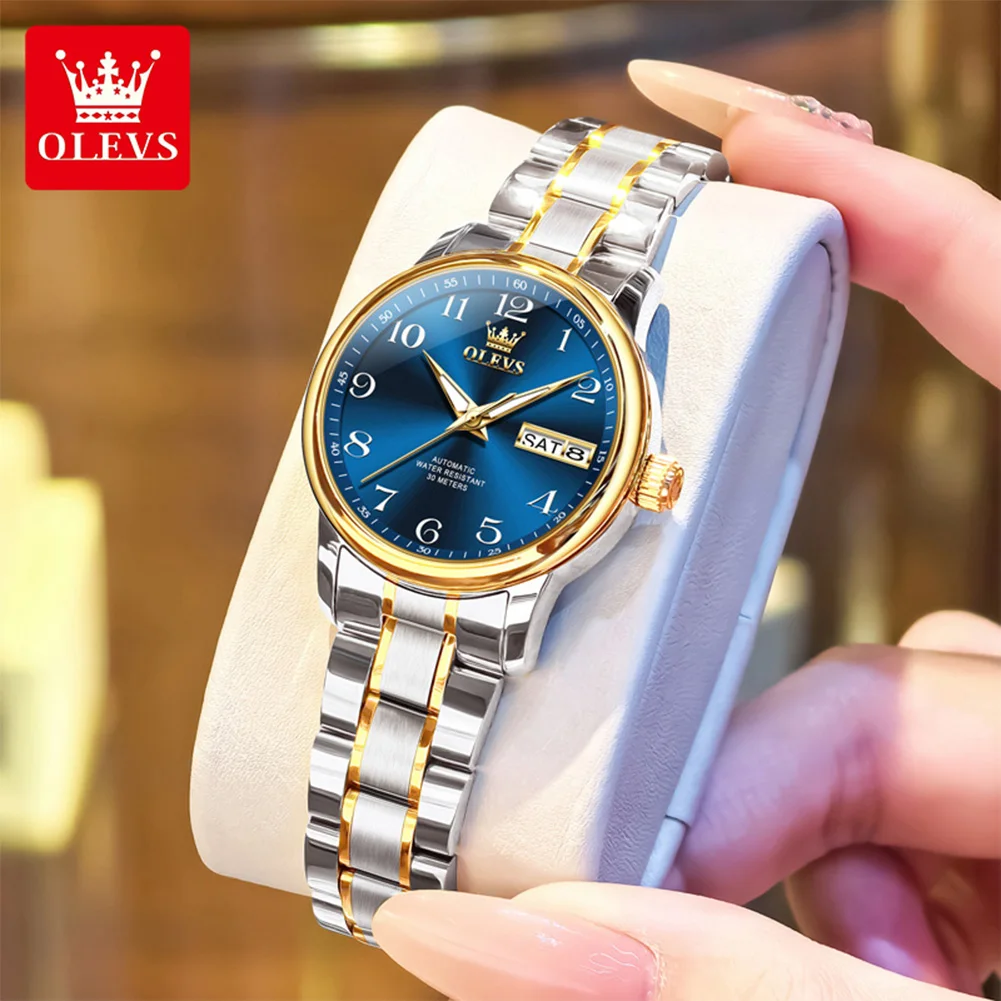 OLEVS 7072 Womens Watch Auto Date Simple Mechanical Watch For Women Number Scale Top Brand Waterproof Automatic Hand Clock