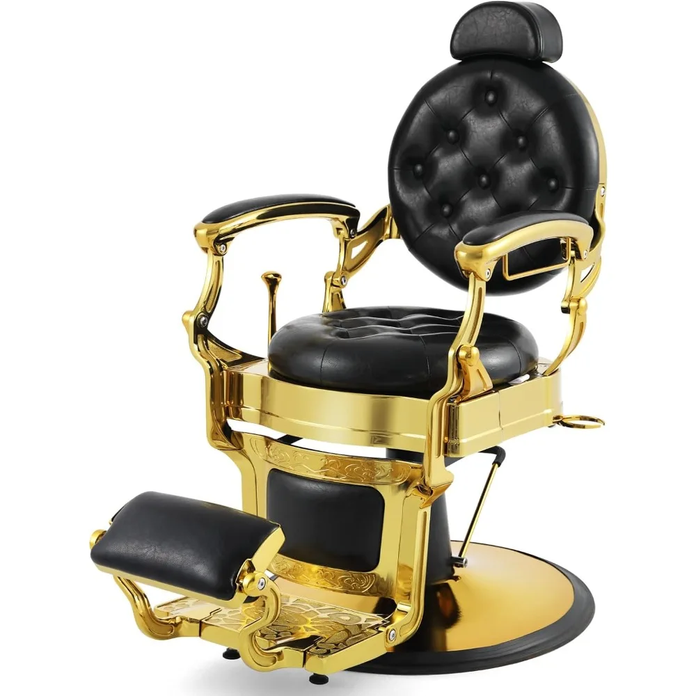 Barber Chairs Vintage Salon Chair Hydraulic Recline Beauty Spa Styling Equipment Rounded Cushioning with Puckered Button