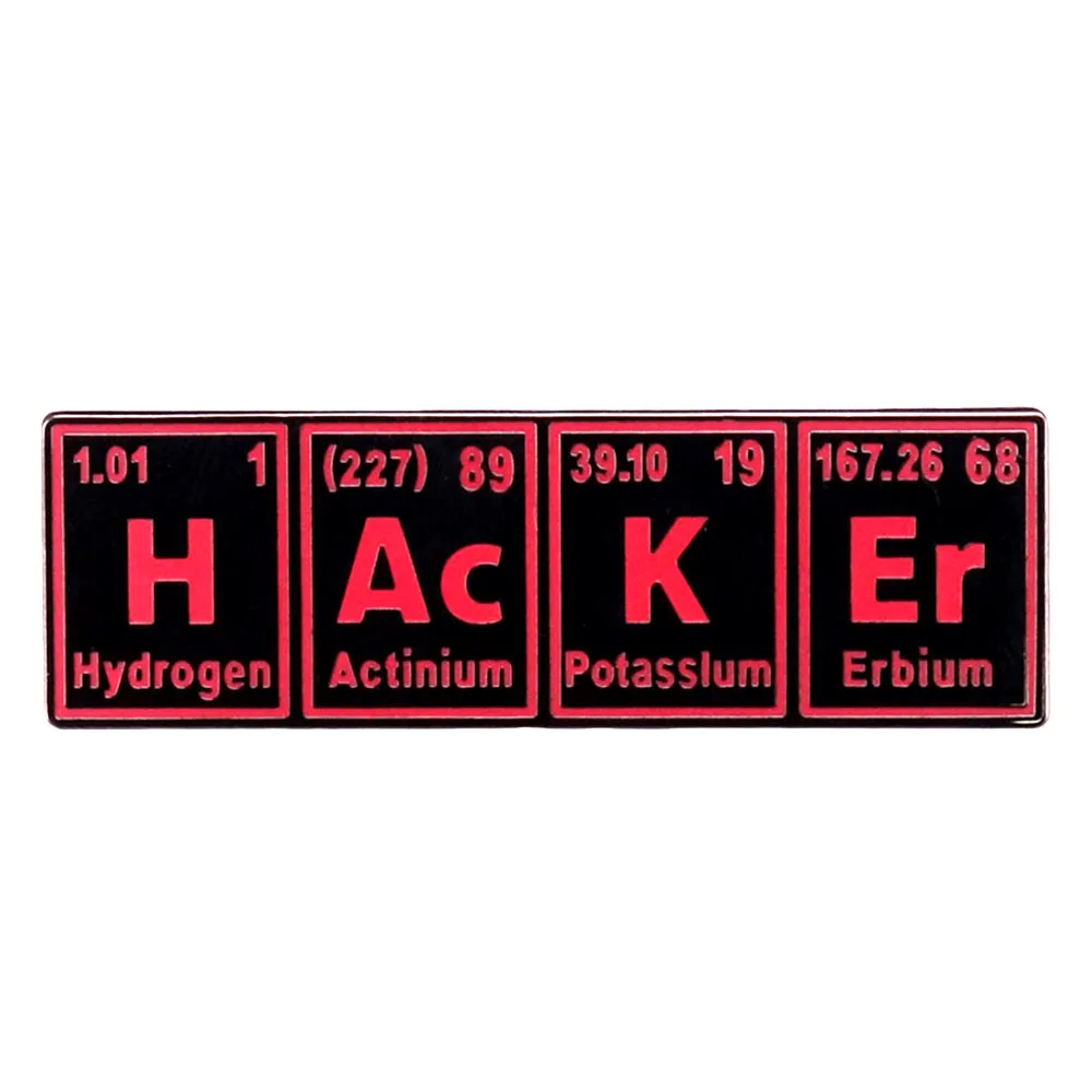 Hacker Periodic Table Elements Enamel Pin Science Computer Badge Jewelry