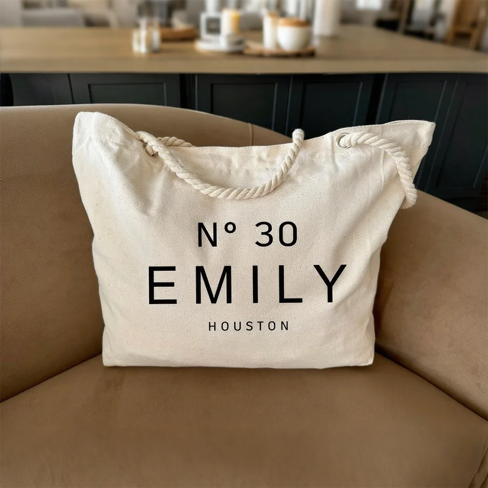 

1 Pcs Personalized Birthday Celebration Gift Canvas Tote Bag with Name and State 30th 40th 50th Custom Birthday Party Gifts