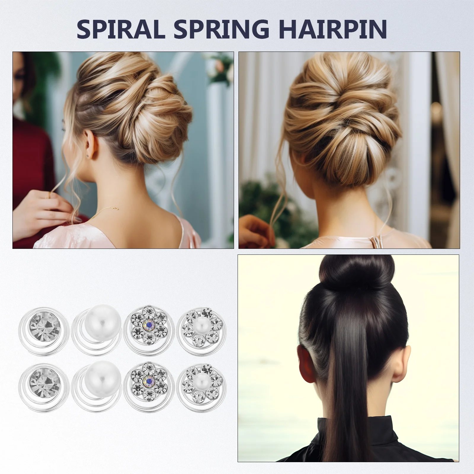 

60 pcs Spiral Spring Clips Pearl Rhinestone Flower Hair Pins For Women Bridal Wedding Prom Twist Barrettes Mini Hair Jewelry