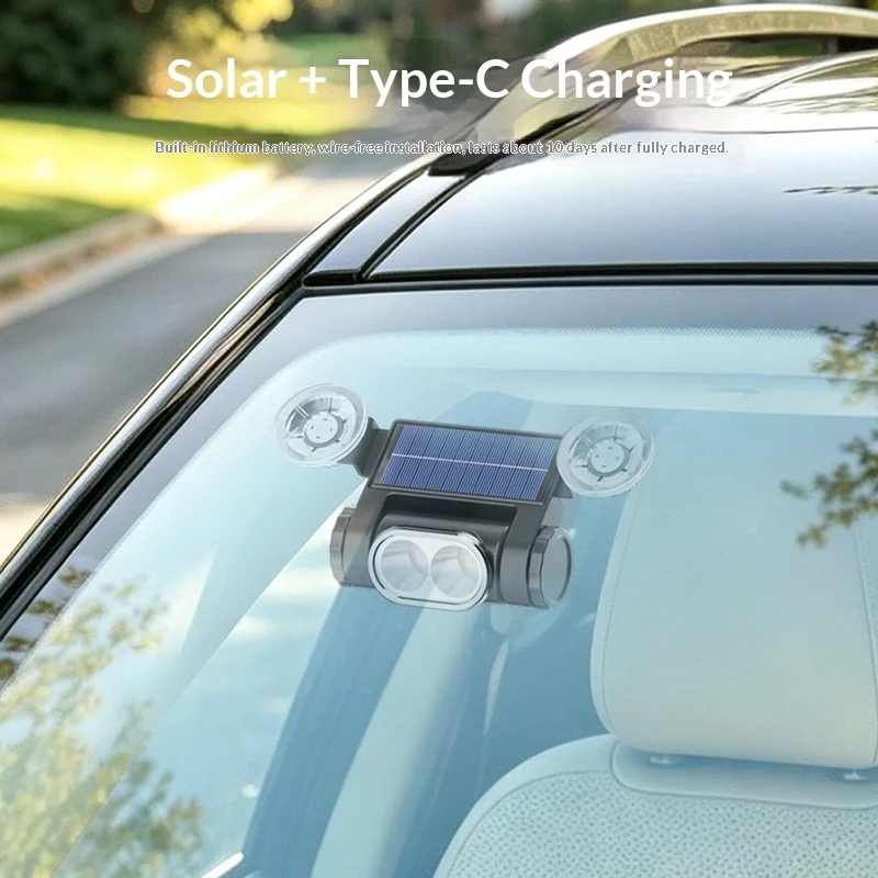 Solar Powered Anti Rear-end Collision Strobe Warning Light, Flashing Safety Alert Lamp for Car Front & Rear Windshield