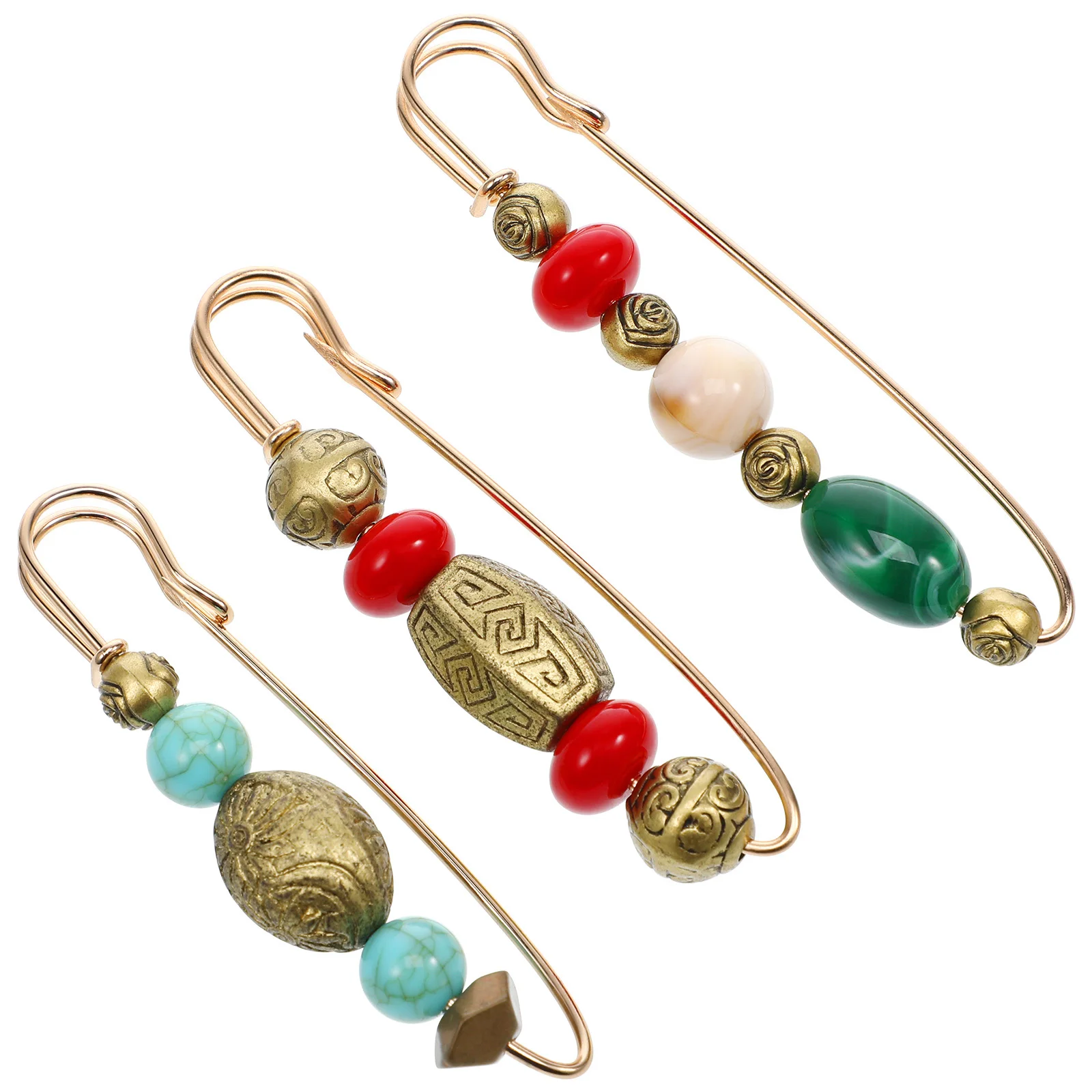 3 قطع خمر التلبيب دبوس سبيكة دبابيس دائم النساء الصدار دبابيس لارتداء اليومي حزب الأعمال خمر بروش