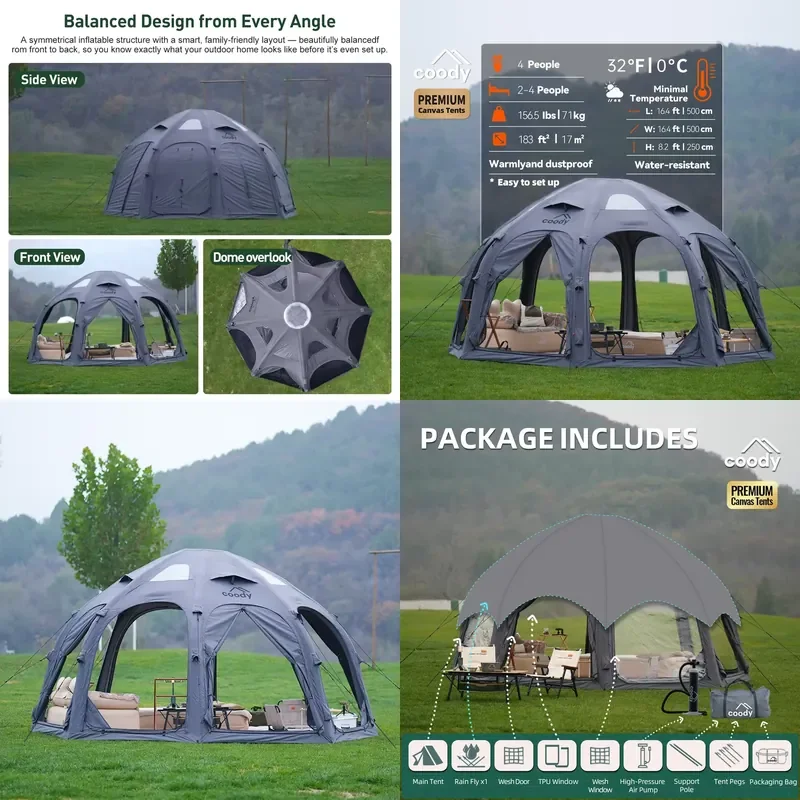 Coody Dome Air Tent-Gray Hot Selling New Winter Air Tent Inflatable Cabin House Shelter for Camping