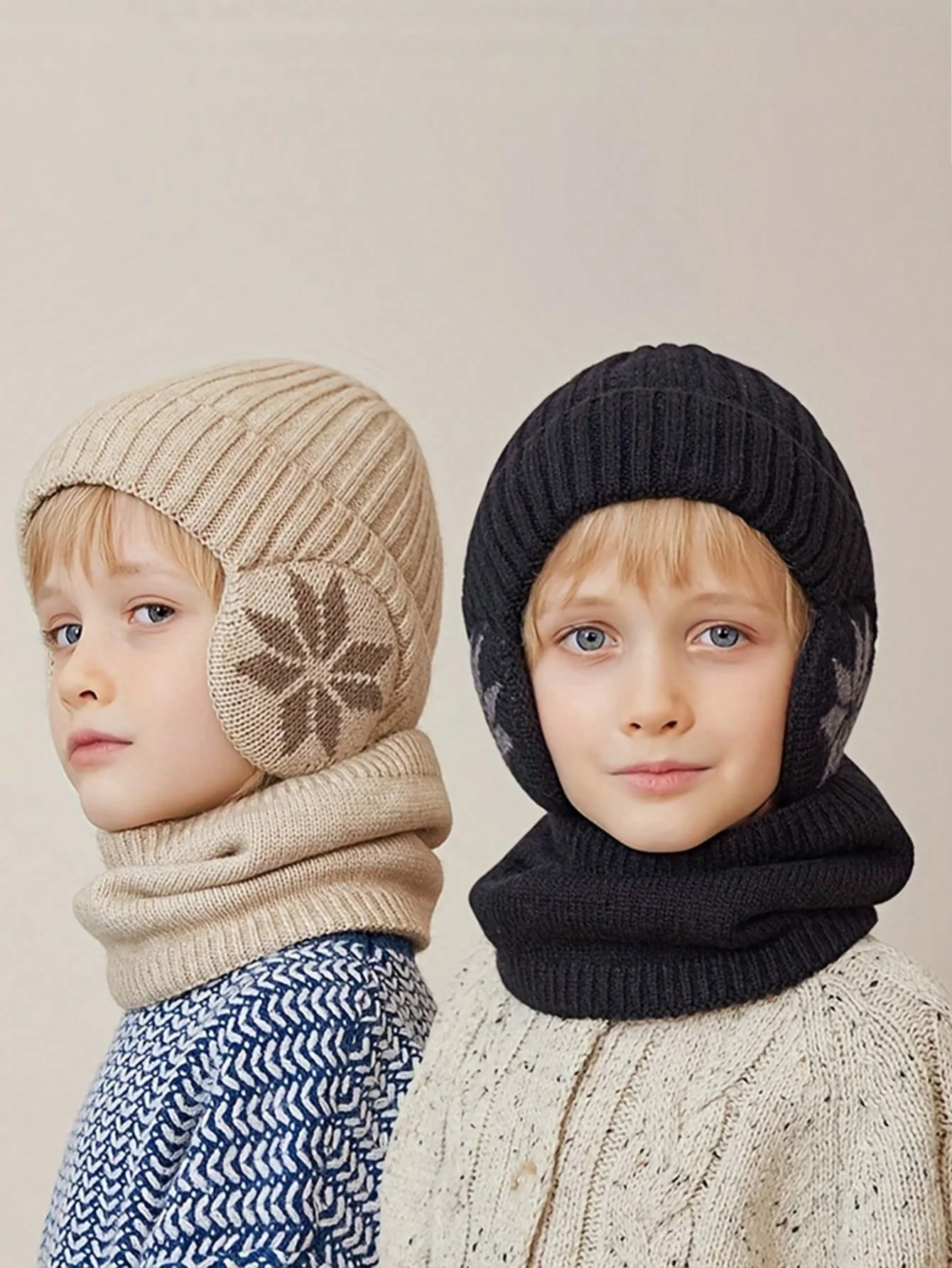 

2 шт. плюшевая шапка и шарф, интегрированный детский шарф на осень и зиму 2025 года, теплая толстая вязаная шапка для детей и маленьких детей