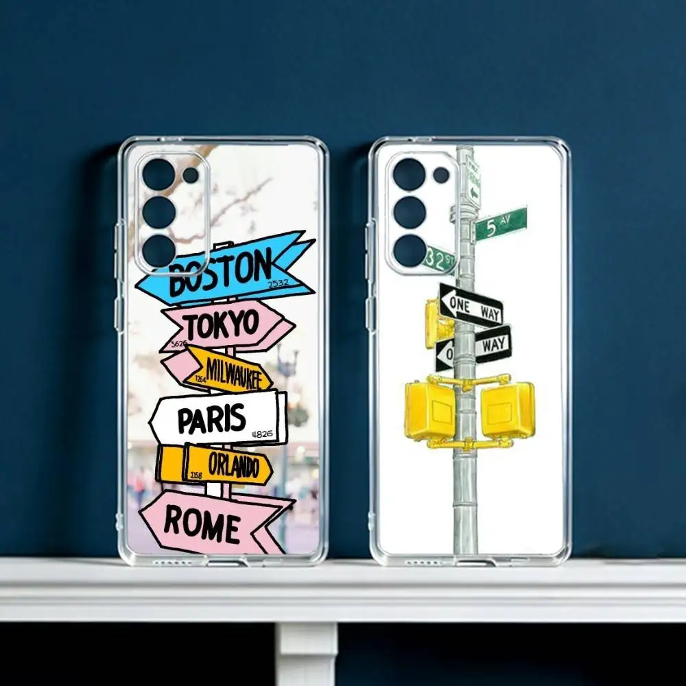 R-Road S-Sign  Phone Case For Samsung Galaxy S24 S25 S23 S22 S21 Plus S24 S25 Transparent Cover Case