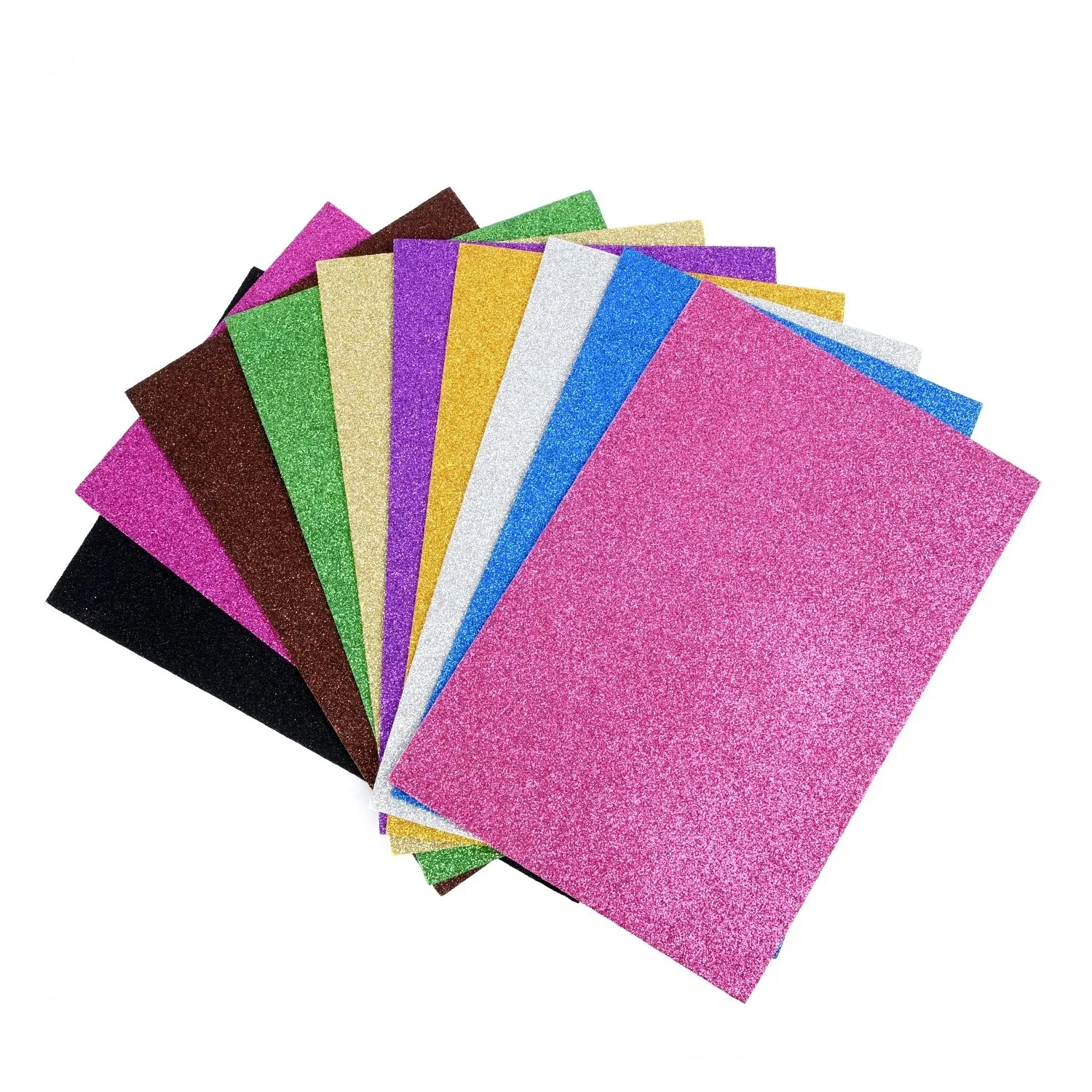 10 Pcs Colorful Glitter Cardstock EVA Foam Paper Sponge Soft Touch Crafts for Scrapbooking Kids DIY A4 Premium Bling Paper