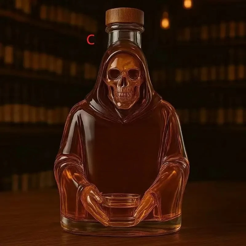 320ml Skeleton Shape Glass Whiskey Bottle Halloween Party Decoration Bar Red Wine Collection Fun Novelty Liquor Container Gift